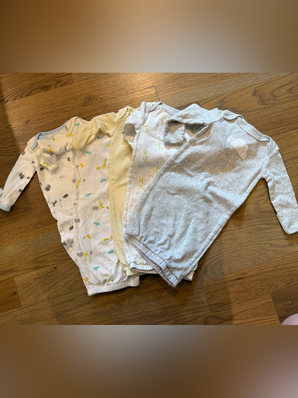 Carter's White Baby Gown with Light Blue Trim and Yellow Accents